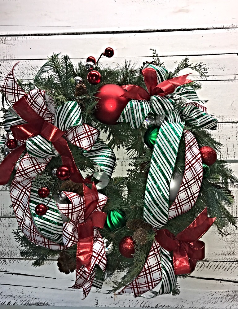 Christmas Wreath, Traditional Pine Christmas Wreath, Christmas Long