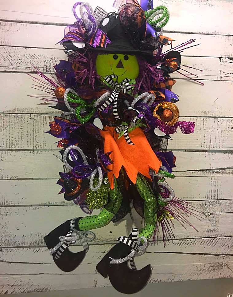 Halloween Witch Halloween Door Swag Cute Halloween Witch Front Door Swag For Halloween Halloween Wreath Witch Wreath Halloween Decorations