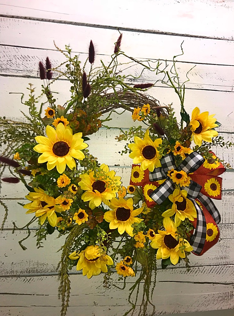 Sunflower Decor Front Door Decor Sunflower Wreath Sunflower Fall Decor Home Decor Home Decor Front Door Wreath Sunflower Fall Wreath Home Improvement Home Living