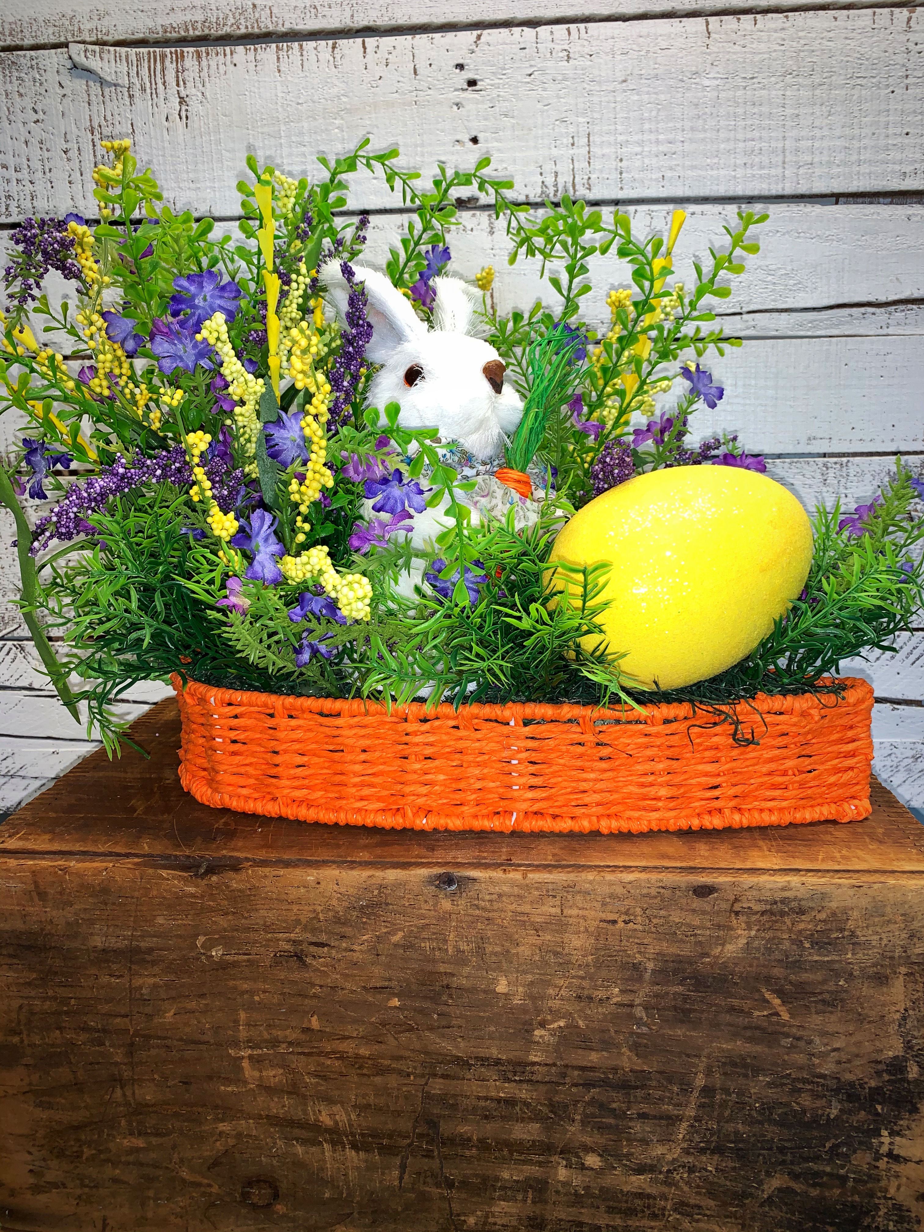 Easter Centerpiece Free Shipping Easter Decor Spring Centerpiece Easter Bunny Arrangement Easter Carrot Table Centerpiece For Easter Easter Accent Piece Carrot Planter Wildflowers White Bunny Home Decor Kim S Kreations Etc