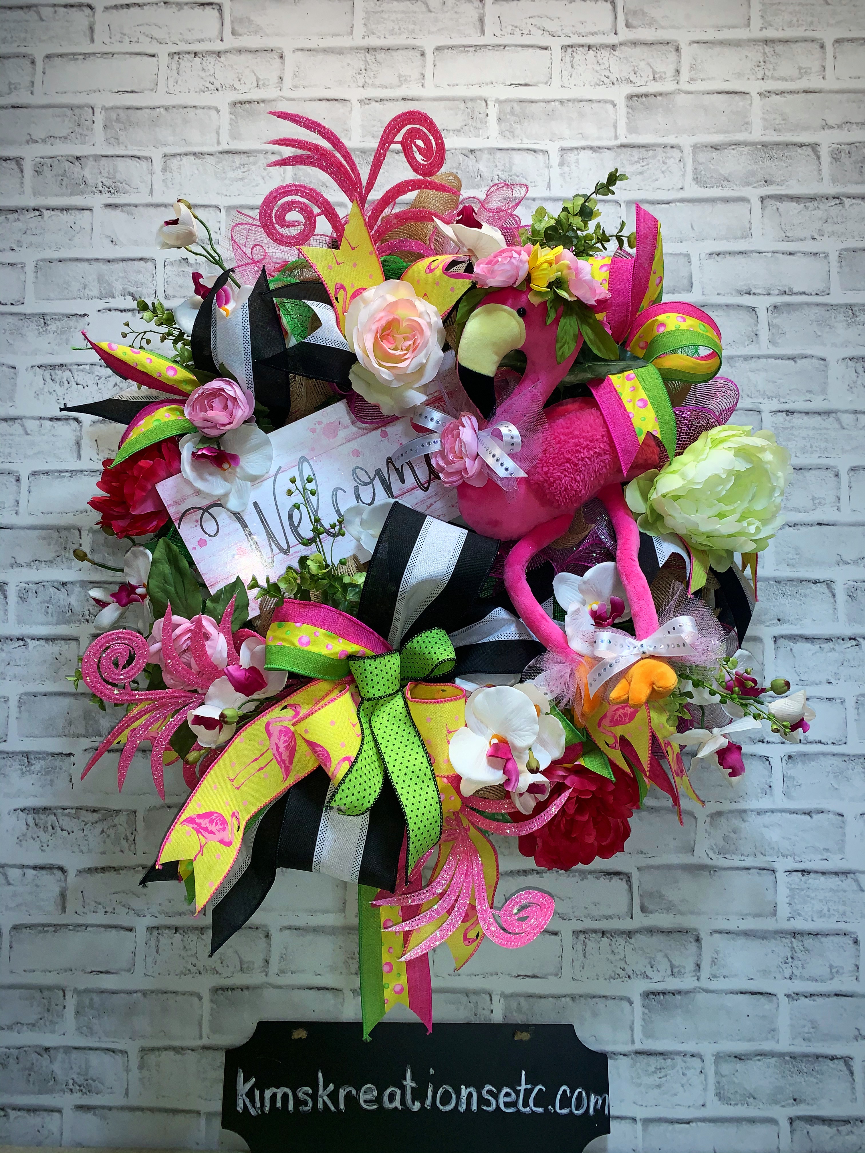 Summer Wreath for Front Door Pink Flamingo Wreath Flamingo Wreath Mother's Day
