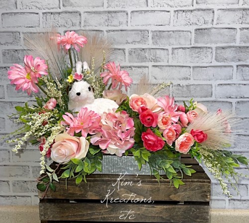 Easter Bunny Arrangement, Easter Decor, Easter Bunny, Easter, Wooden Bunny  Arrangement, Pink Dogwood, One of a Kind, Fireplace Decor, Home Decor, Made  in the USA, Kim's Kreations etc – Kim's Kreations, etc.