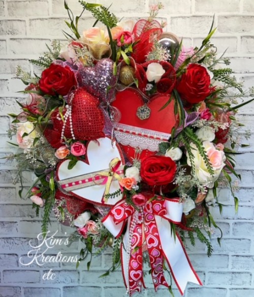 Valentines Day Wreath Heart Wreath Floral Valentines Wreath
