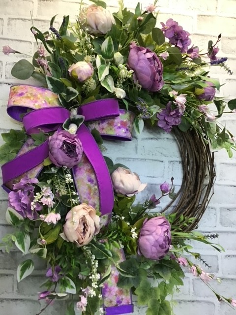 Modern Spring Wreath - Ivory and Purple — THE FLOWER PATCH