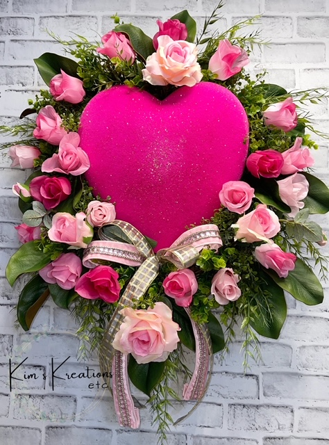 Pink heart wreath in Salina, KS